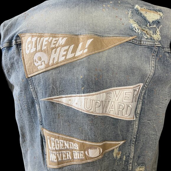 smoke rise men's jean jacket with Patches XL - Picture 9 of 16